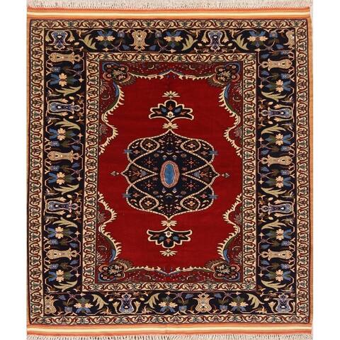 Hand Made Wool Traditional Isfahan Persian Floral Area Rug - 5'0" x 4'6"