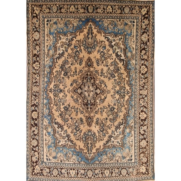 Hamedan Persian Antique Area Rug Hand Knotted Tribal Brown Carpet - 10'0" x 6'7"