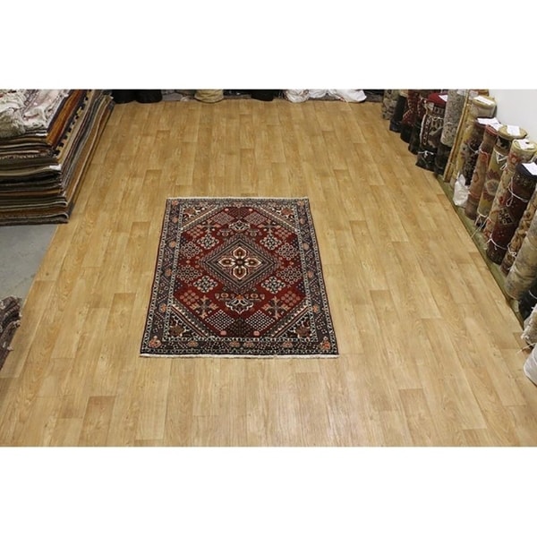 Hand Knotted Wool Traditional Geometric Bakhtiari Persian Rug - 6'8" x 4'6"