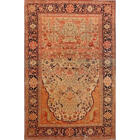 Antique Kashan Hand Made Classical Mohtashem Persian Floral Area Rug - 6'6" x 4'3"
