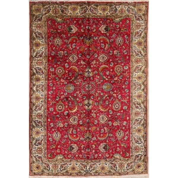 Hand Made Traditional Tabriz Persian Geometric Area Rug - 9'10" x 6'5"