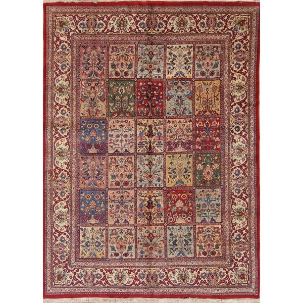 Classical Sarouk Persian Hand Made Floral Area Rug Vintage Red - 9'10" x 6'3"