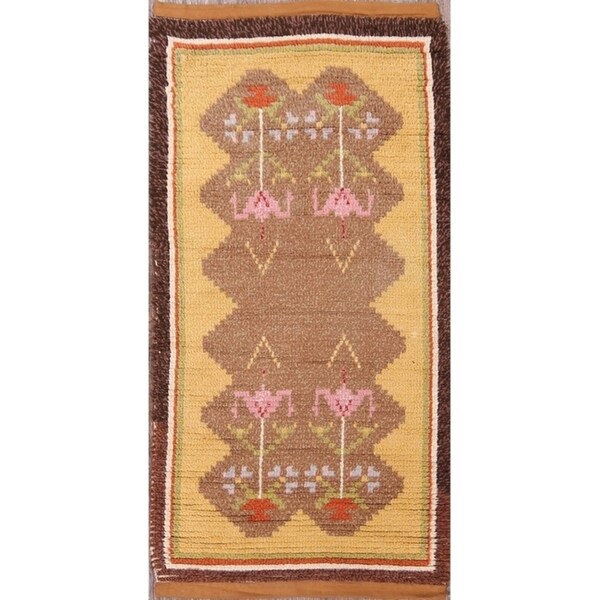 Traditional Moroccan Oriental Hand Made Wool Area Rug Brwon - 4'9" x 2'6"