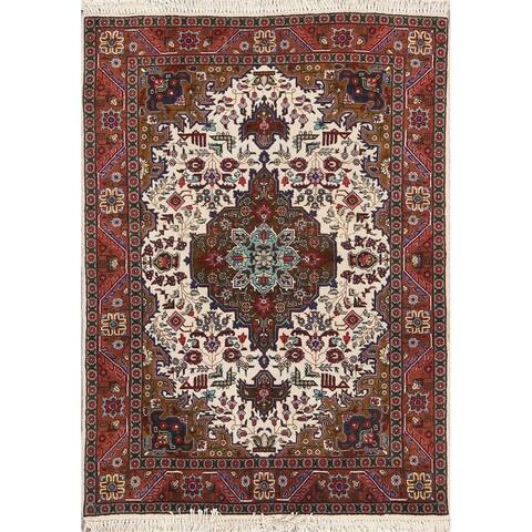 Hand Made Wool Tabriz Traditional Persian Geometric Area Rug - 4'8" x 3'4"