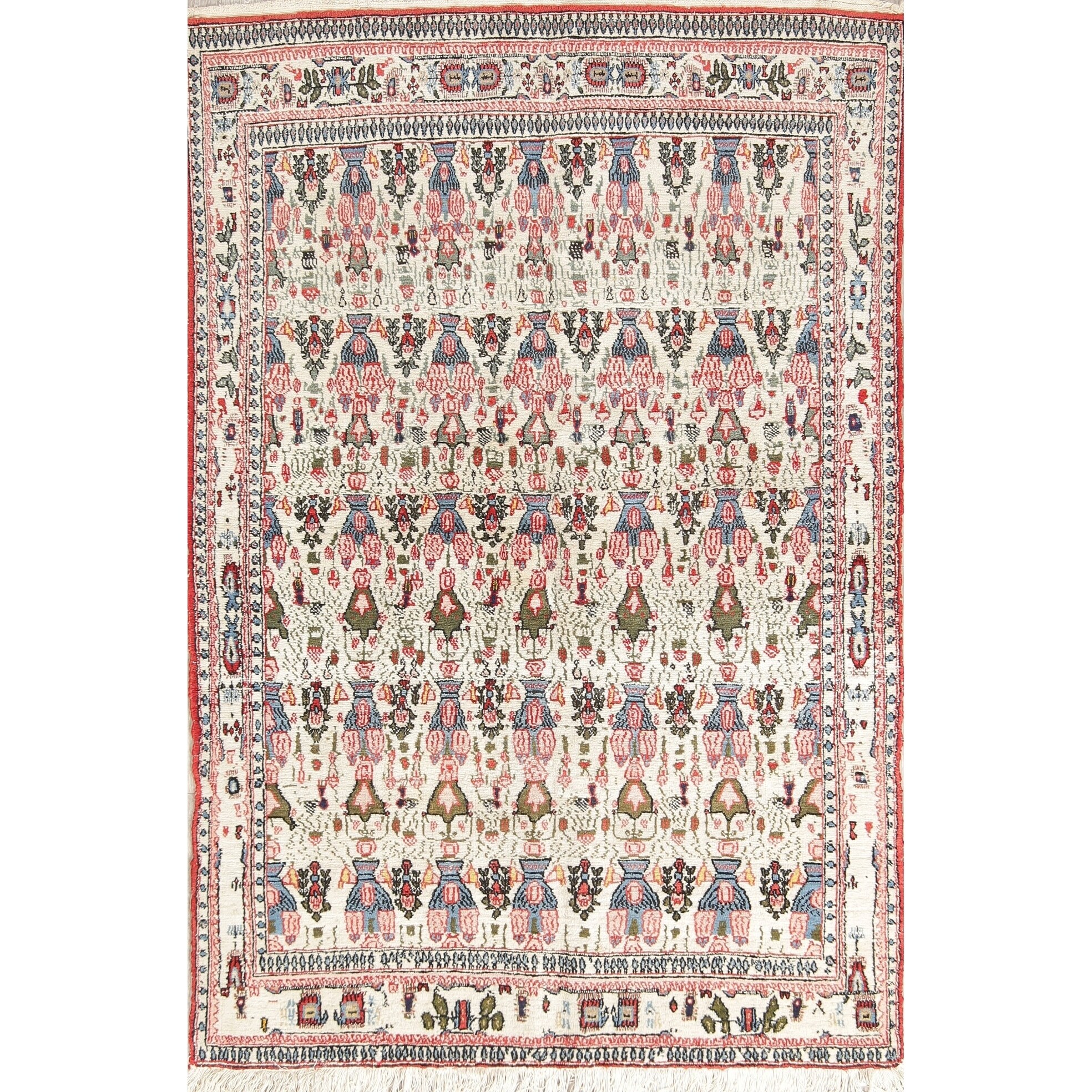 Afshar Kerman Antique Persian Hand Knotted Oriental Area Rug Beige - 6'5" x 4'4"