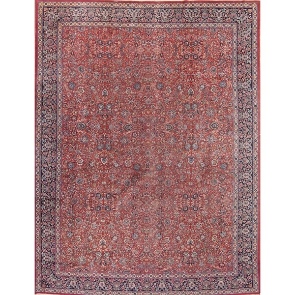 Antique Hand Made Traditional Tabriz Persian Geometric Area Rug - 14'3" x 11'