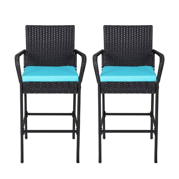 Kinbor Outdoor Wicker Bar Stools Backyard Rattan High Kinbor Outdoor Wicker Bar Stools Backyard Rattan High