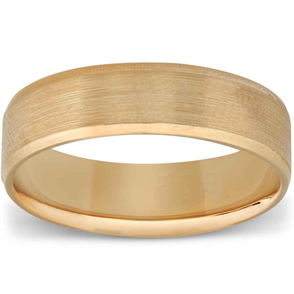 Pompeii3 Mens Wedding Brushed Band 6mm Comfort Fit in 10k White Rose Yellow Gold or Platinum
