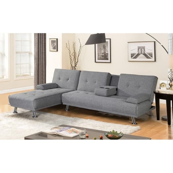 Shop Broyerk Mixed Grey Reversible Sectional Sleeper Sofa