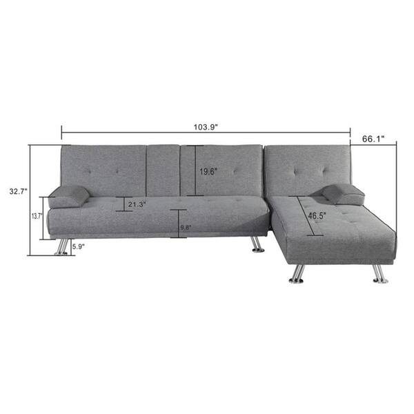 Shop Broyerk Mixed Grey Reversible Sectional Sleeper Sofa Shop Broyerk Mixed Grey Reversible Sectional Sleeper Sofa