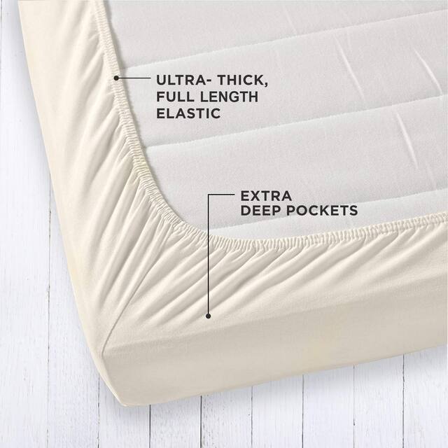 A1HC 100% Organic Cotton Fitted Sheets Extra Deep Pocket Wrinkle Resistant Soft Lustrous Sateen Weave