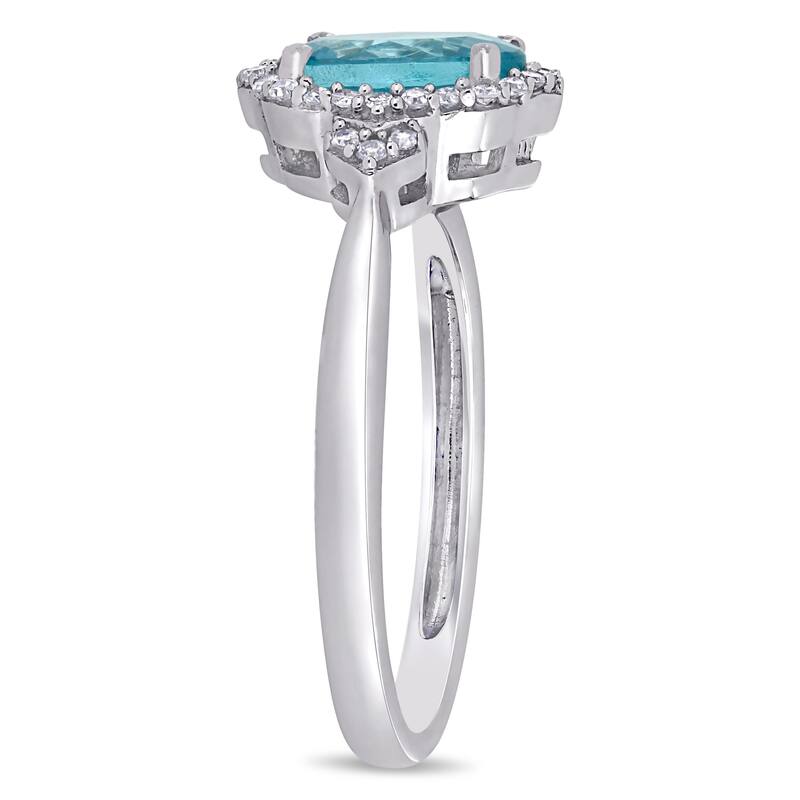 Miadora 10k White Gold Apatite and 1/8ct TDW Diamond Halo Ring