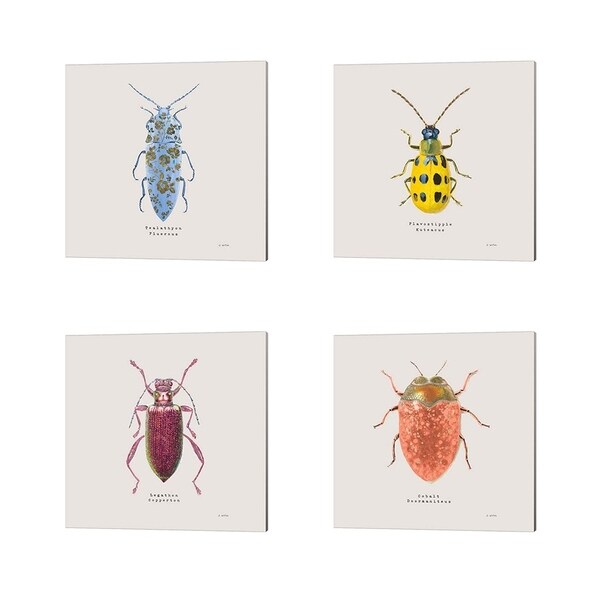 James Wiens 'Adorning Coleoptera Sq Blue' Canvas Art (Set of 4)