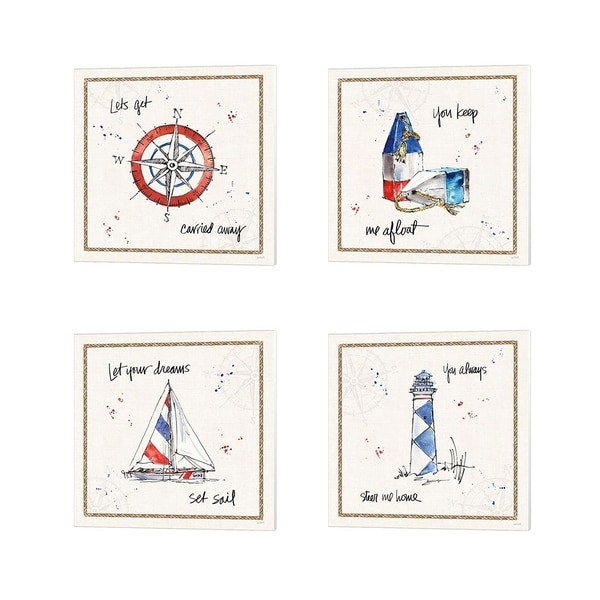 Anne Tavoletti 'Coastal Buoys' Canvas Art (Set of 4)