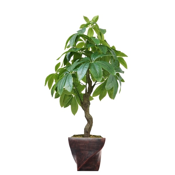 37.5" Pachira Aquat Real touch, indoor/outdoor in Fiberstone Planter - black/bronze