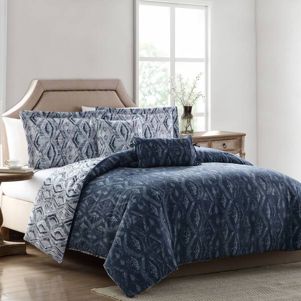Shop Porch Den La Mancha Blue Ikat 5 Piece Comforter Set On