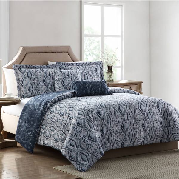 Shop Porch Den La Mancha Blue Ikat 5 Piece Comforter Set On