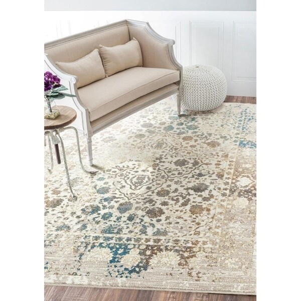 RUGS AREA RUGS CARPETS PERSIAN ORIENTAL FLOOR LARGE CREAM FLORAL COOL 5x7 RUGS ~ 