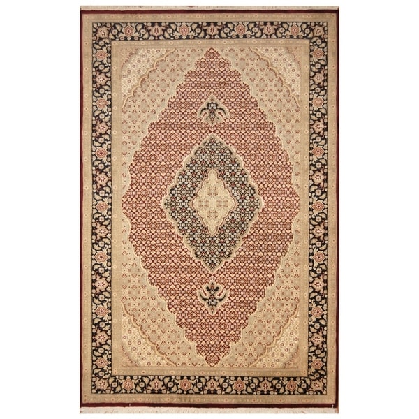 Handmade Tabriz Wool and Silk Rug (Pakistan) - 6'1 x 9'4
