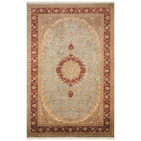 HERAT ORIENTAL Handmade One of a Kind Tabriz Wool and Silk Rug - 6'3 x 9'6