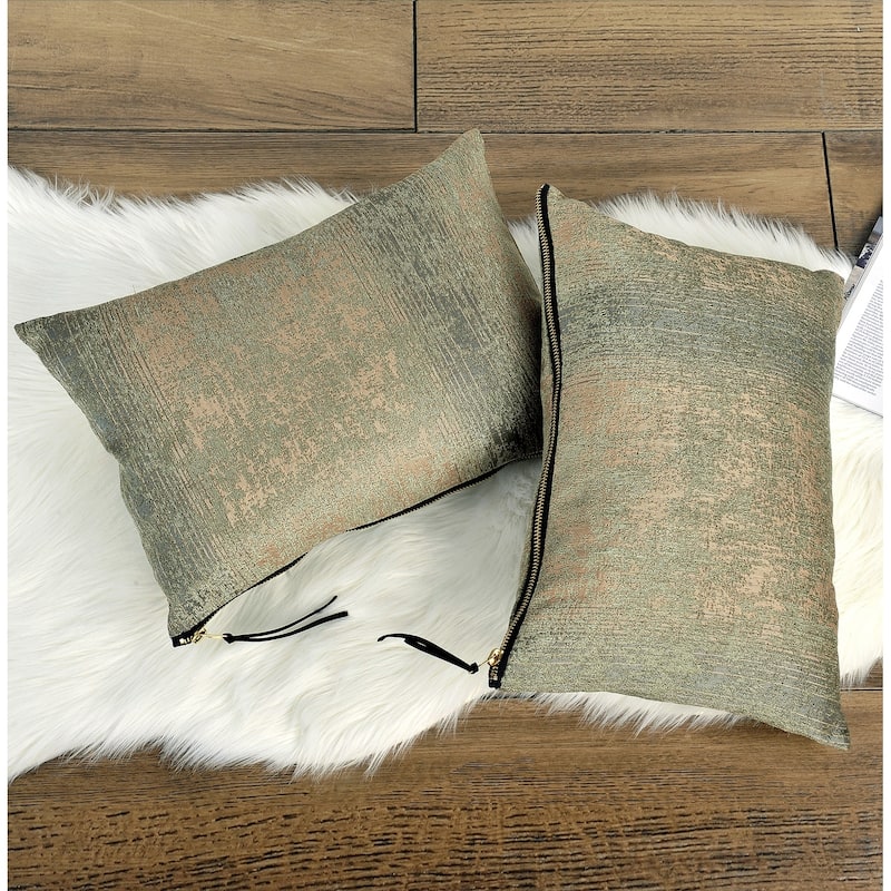 Peralta 2-pc. Jacquard Chenille Zipper Lumbar Pillow Set, NO INSERT - Pillow Inserts - taupe/sage