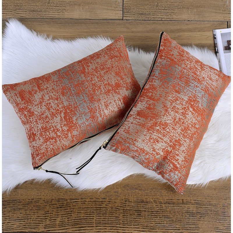 Peralta 2-pc. Jacquard Chenille Zipper Lumbar Pillow Set, NO INSERT - Pillow Inserts - Orange