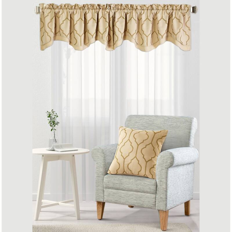 Serenta Jasper Embroidery Window Valance & Pillow Shell Set - 56" x 19"