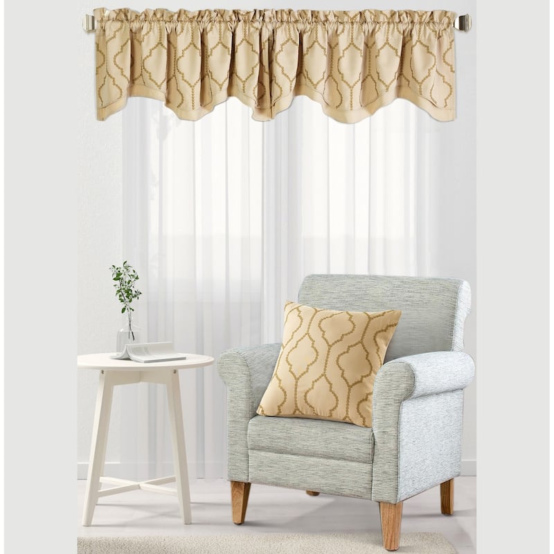 Serenta Jasper Embroidery Window Valance & Pillow Shell Set - 56" x 19" - 56" x 19" - Jasper