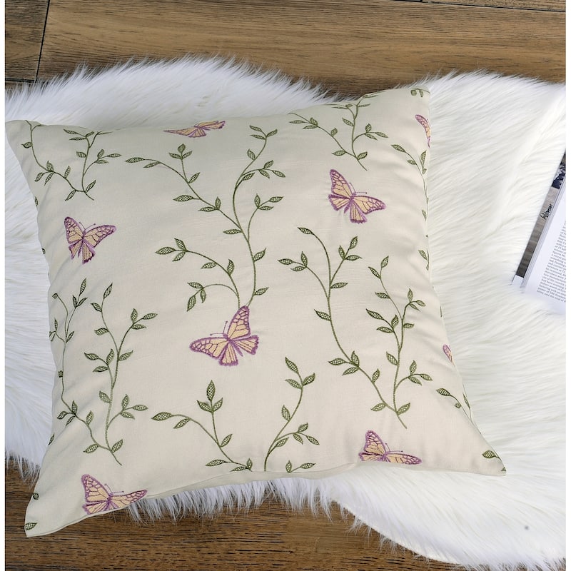 Serenta Butterfly Embroidery Window Valance & Pillow Shell Set - 56" x 19"