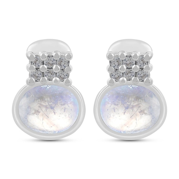 3 17 Carat Genuine Rainbow Moonstone Stud Earrings In 925 3 17 Carat Genuine Rainbow Moonstone Stud Earrings In 925 Sterling Silver