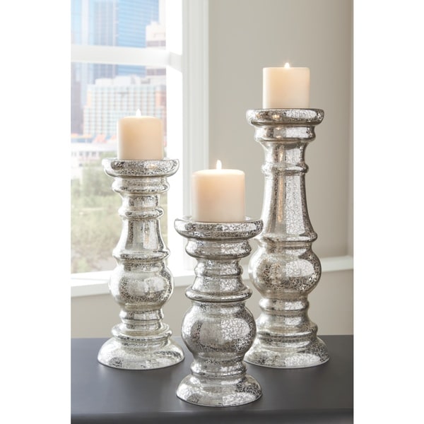 set of three glass candle holders