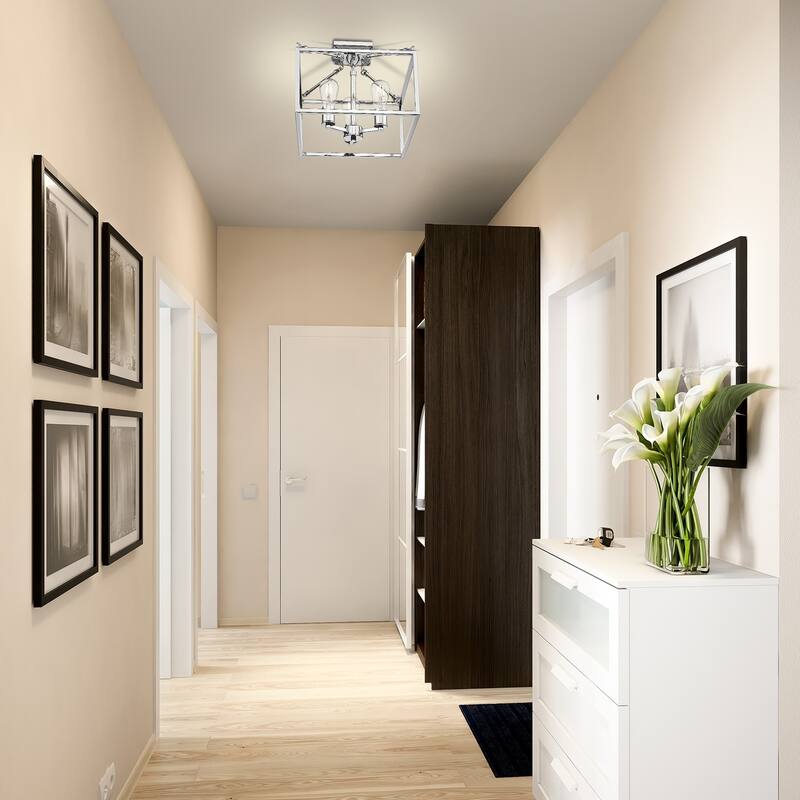 Carbon Loft Barton Black Steel Semi-flush-mount Light
