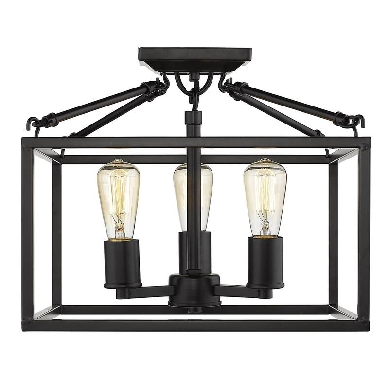 Carbon Loft Barton Black Steel Semi-flush-mount Light