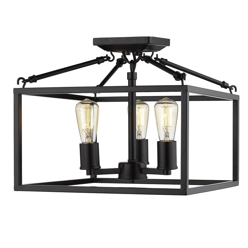 Carbon Loft Barton Black Steel Semi-flush-mount Light