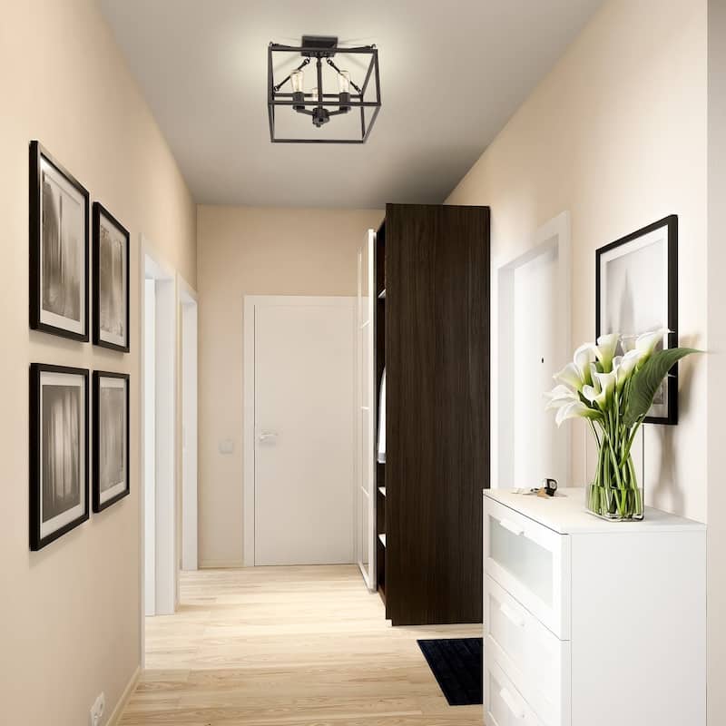 Carbon Loft Barton Black Steel Semi-flush-mount Light