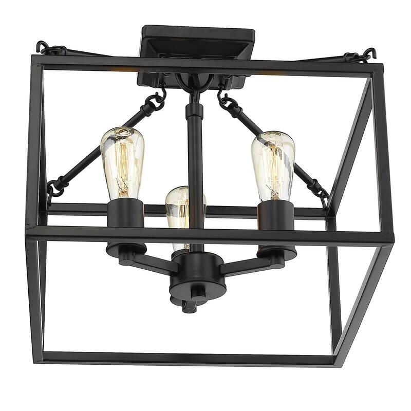 Carbon Loft Barton Black Steel Semi-flush-mount Light