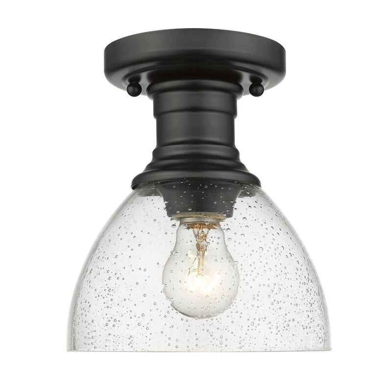Carbon Loft Barton Semi-flush Mount Fixture - black with seeded glass
