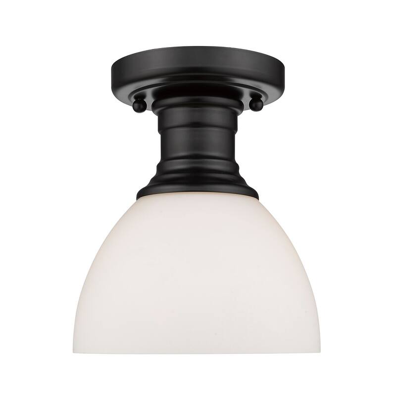 Carbon Loft Barton Semi-flush Mount Fixture - black with opal glass