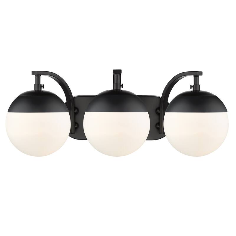 Carbon Loft Barton 3-light Opal Glass Bath Vanity - Black with Black cap