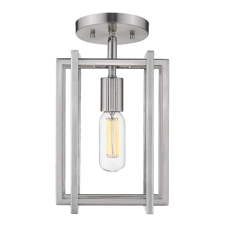 Strick & Bolton Norwood 1-light Semi-flush Fixture - pewter with pewter accents