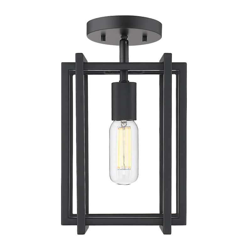 Strick & Bolton Norwood 1-light Semi-flush Fixture - black with matte black accents