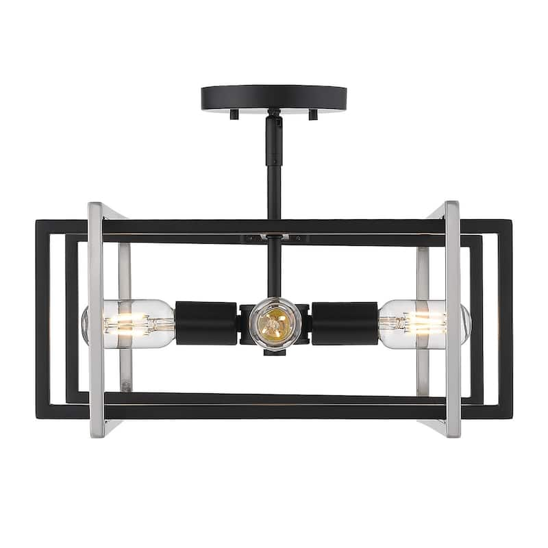 Semi-flush Contemporary Tribeca - black with pewter accents