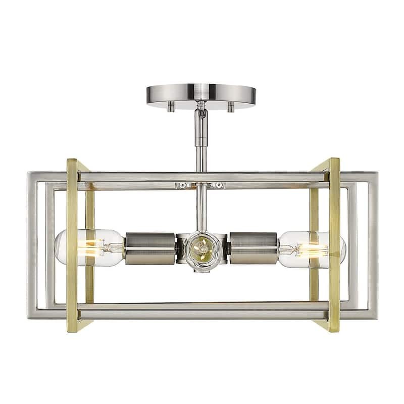 Semi-flush Contemporary Tribeca - pewter with aged brass accents