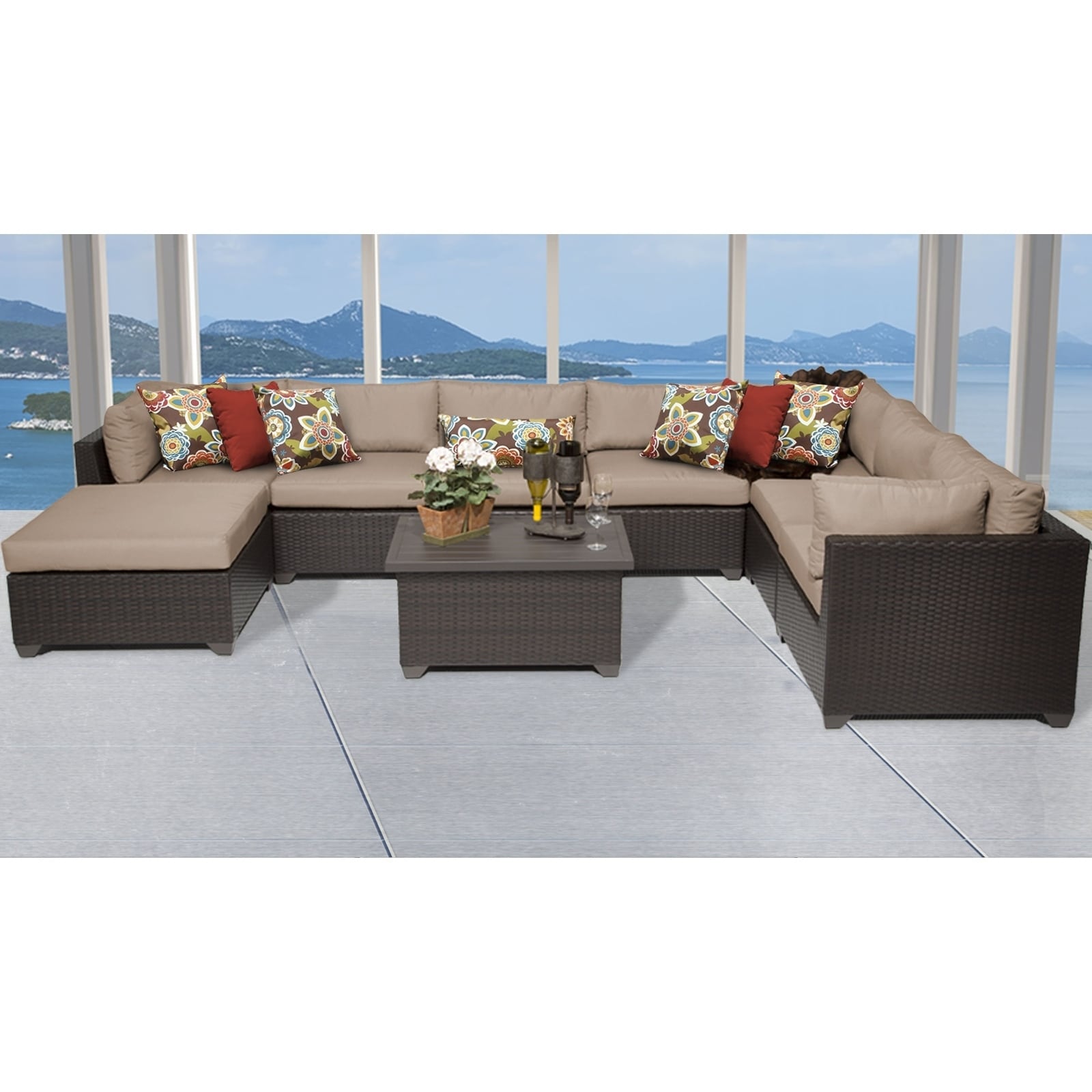 Kordell 9 discount piece rattan sectional