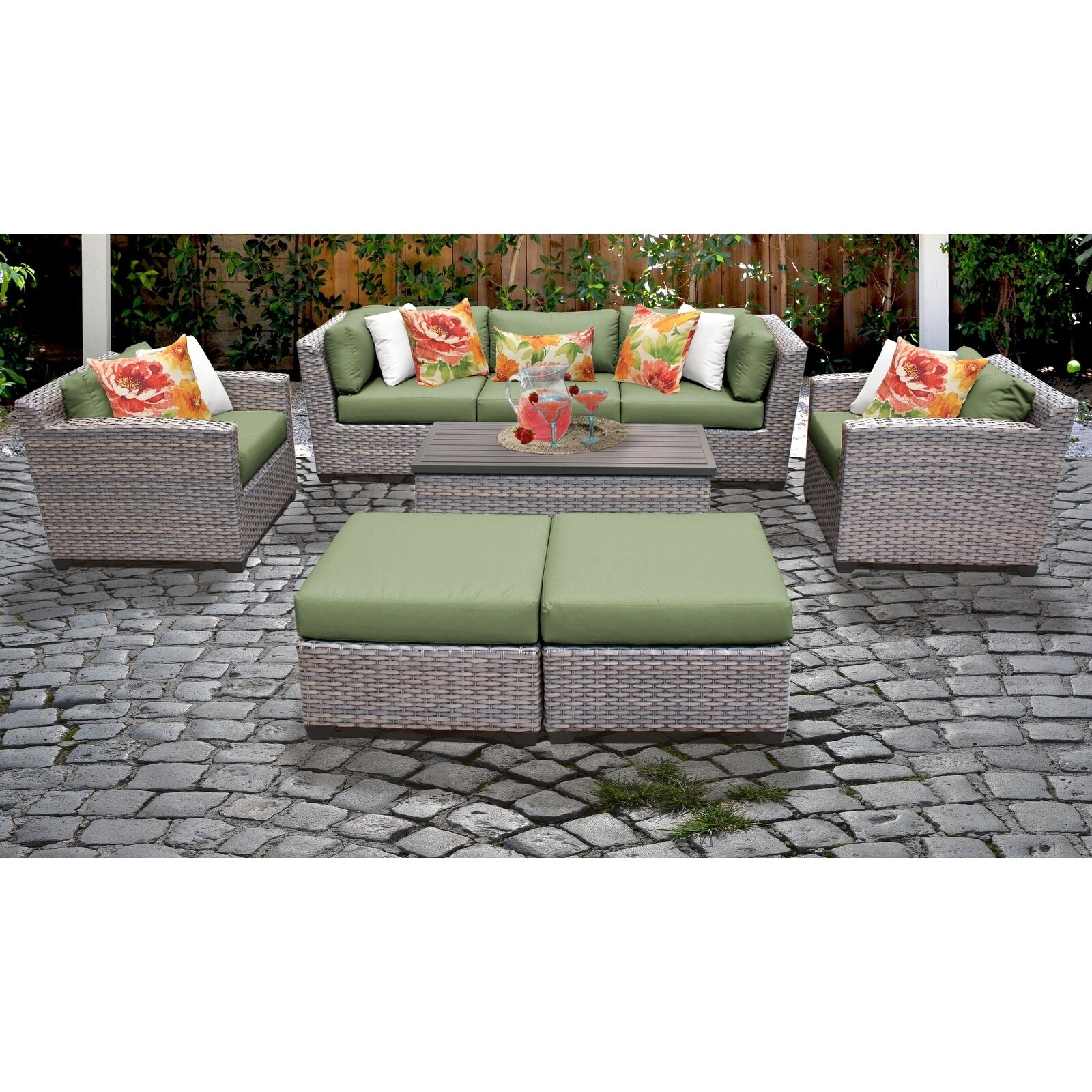 florence 8 piece outdoor wicker patio furniture set