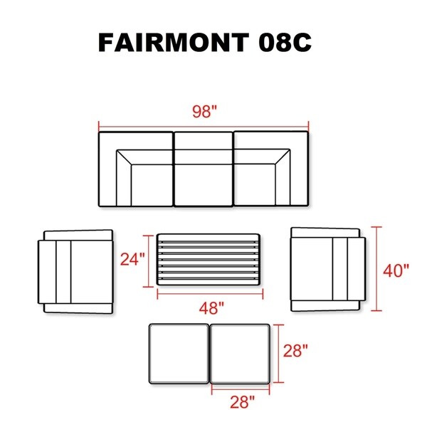 Fairmont 8 Piece Outdoor Wicker Patio Furniture Set 08c