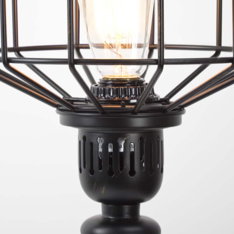 American Art Decor Metal Caged Wire Table Lamp 18"