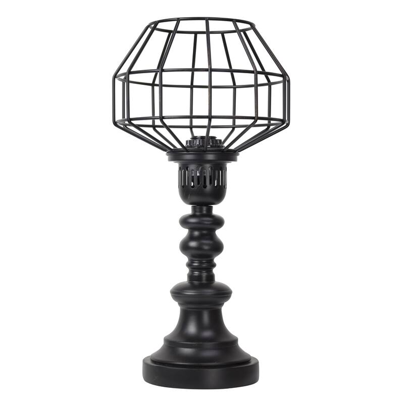 American Art Decor Metal Caged Wire Table Lamp 18" - Black
