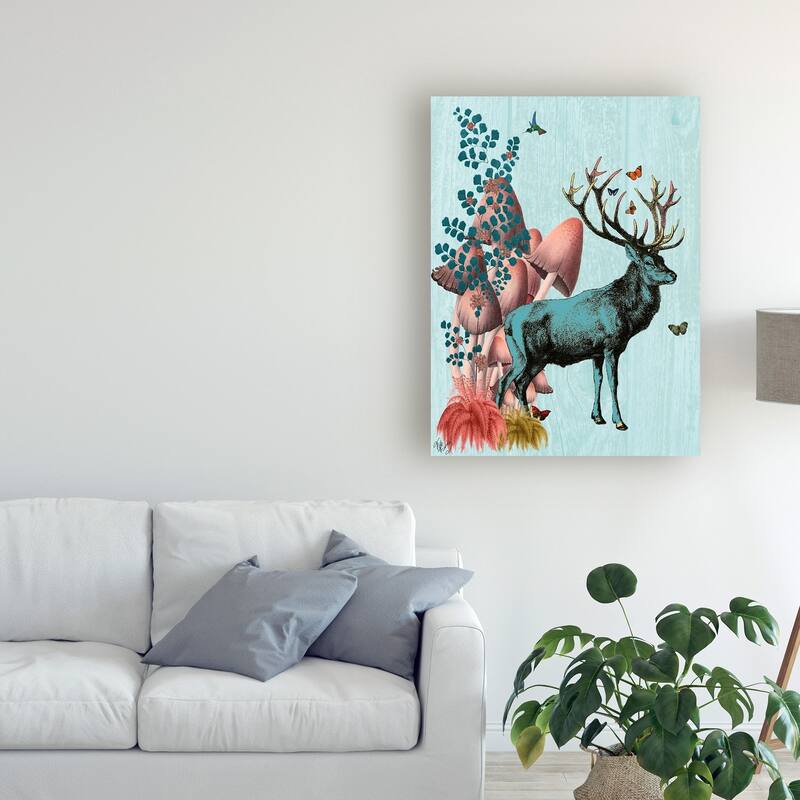 Fab Funky 'Turquoise Deer In Mushroom Forest' Can