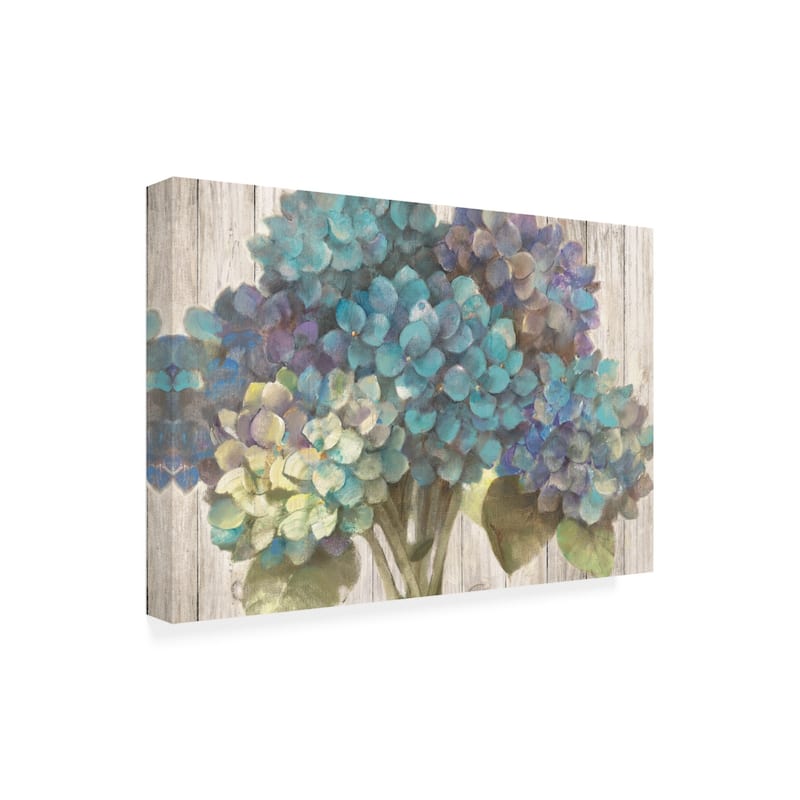 Albena Hristova 'Turquoise Hydrangea On Barn Boar - On Sale - Bed Bath ...